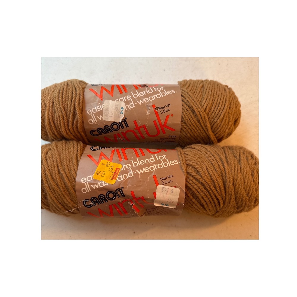 Caron Wintuk 4 Ply Yarn 3004 Camel 3.5oz Skeins Lot of 2 Vintage Knitting Craft